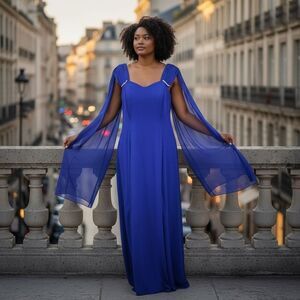 Dave & Johnny Vintage Royal Blue Long Formal Dress